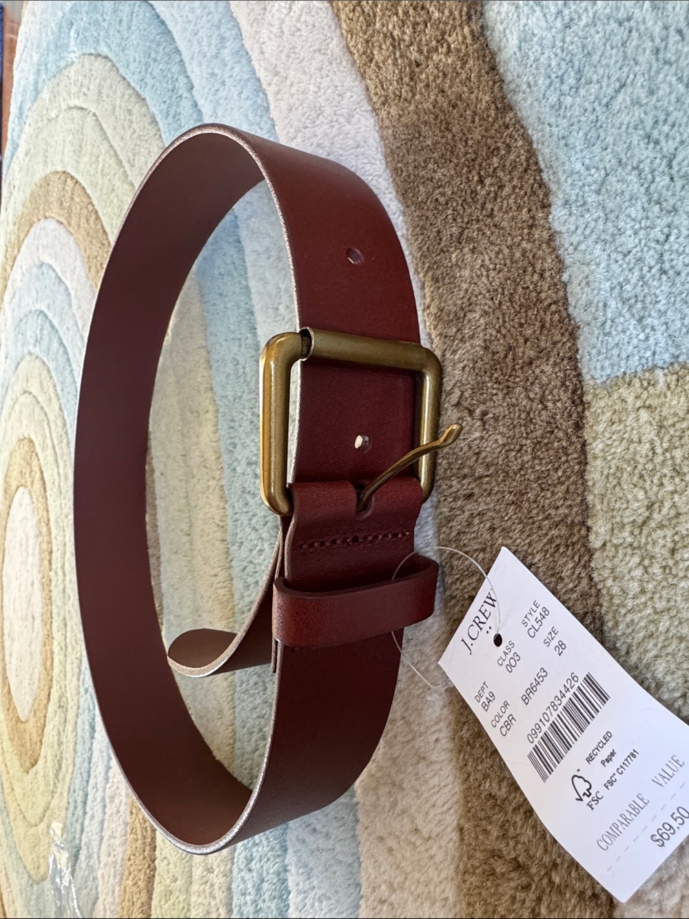 J. Crew Women’s Brown Leather Belt (sz 28) NWT